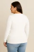 Camiseta Canelada Manga Longa Decote V Branco | T-shirt Feminina Plus size na internet