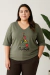Camiseta Árvore Natal Feminina Decote V | T-shirt de Algodão Plus size - Panda T-shirt Moda Feminina Plus Size