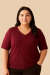 Camiseta Feminina Decote V Bordo | T-shirt de Algodão Plus size - comprar online