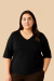 Camiseta Feminina Decote V Preto | T-shirt de Algodão Plus size - comprar online