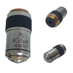 OBJETIVA PLANACROMÁTICA AUMENTO 40X (NA 0,65) TUBO MECÂNICO 160MM VIDRO DE COBERTURA 0,17