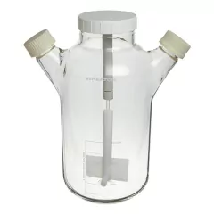 FRASCO SPINNER 3000ML 2 SAÍDAS LATERAIS IMPULSOR PÁ S/ JAQUETA ÁGUA TAMPA ROSCA BOROSSILICATO 3.3 AUTOCLAVÁVEL (CX 2 FR)