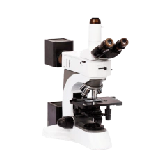 MICROSCÓPIO METALOGRÁFICO VERTICAL TRINOCULAR 1000X 5 OBJETIVAS PLANACROMÁTICAS INFINITAS (IOS) OBS CAMPO CLARO E ESCURO
