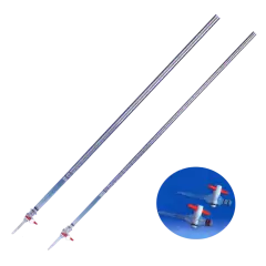 BURETA GRADUADA 50 ML RESISTENTE A 170ºC VIDRO BOROSILICATO REVESTIDA PLASTICO PMP/TPX TORNEIRA TEFLON PTFE