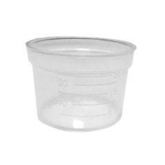 VASO MEDICO 25 ML, GRADUADO, PP TRANSLUCIDO, AUTOCLAVABLE, CX 100 UNID.