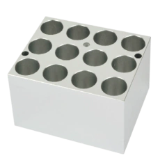 BLOCO PARA 12 TUBOS DE 19 MM PARA USO COM OS BANHOS SECOS BIODKT200-1-IC, BIODKT200-2-IC, BIODKT200-4-IC E DKT-200-4-PCR-IC - CÓDIGO DT-08