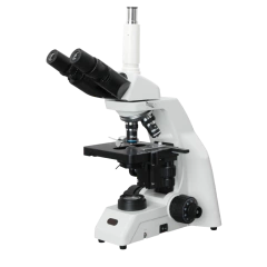 MICROSCÓPIO BIOLÓGICO TRINOCULAR AUMENTO 1000X 5 OBJETIVAS PLANA INFINITAS (IOS) 4X 10X 20X 40X E 100X ILUM. LÂMPADA LED (3W) INTENSIDADE REGULÁVEL