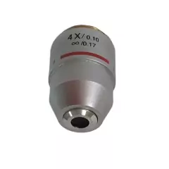 OBJETIVA ACROMÁTICA, AUMENTO 4X, ABERTURA NUMÉRICA 0,10, ÓTICA INFINITA, ESPESSURA VIDRO DE COBERTURA 0,17 PARA MICROSCÓPIO BIOLÓGICO MARCA MEDILUX MODELO MDL-150 – MODELO 150A-BOIF4