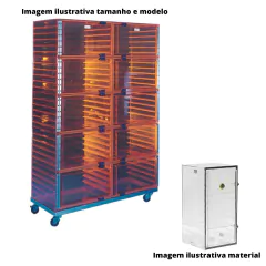 ARMÁRIO DESSECADOR DE ACRÍLICO TRANSPARENTE 1219 X 610 X 1676 MM COM 10 CÂMARAS E 50 PRATELEIRAS PERFURADAS