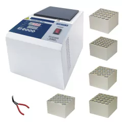 BANHO SECO, COM AQUECIMENTO +5°C A 150°C, EQUIPADO COM 5 BLOCOS PARA 36X12MM 25X13MM 25X15MM 20X16,5MM 20X18MM
