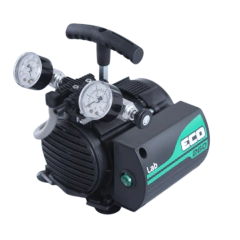 BOMBA DE VÁCUO E COMPRESSOR VAZÃO 26 LITROS POR MINUTO COM 1 PISTÃO ISENTO DE ÓLEO, 1 VACUÔMETRO, 1 MANÔMETRO, 220 VOLTS - MODELO: ECO-260-LAB/BC-STANDARD