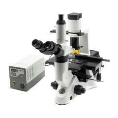 MICROSCÓPIO BIOLÓGICO INVERTIDO TRINOCULAR 400X 12 OBJETIVAS PLANACRO INFINITAS CAMPO CLARO CONSTRATE FASE FLUORESCÊNCIA 4 FILTROS COM CHARRIOT