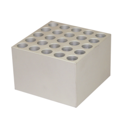 BLOCO DE AQUECIMENTO COM CAPACIDADE PARA 25 TUBOS DE TESTE COM 13 MM DE DIÂMETRO FUNDO REDONDO PARA USO COM OS BANHOS SECOS MODELOS ALB64/ALB128/ALB6400 DA MARCA "FINEPCR" - CÓDIGO: AB90-13