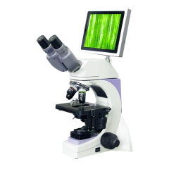 MICROSCÓPIO BIOLÓGICO BINOCULAR 1.000X, 4 OBJETIVAS PLANACROMÁTICAS INFINITAS (IOS), LED 3W, TELA COLORIDA 8" CMOS 5.0MP