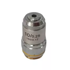 OBJETIVA ACROMÁTICA, AUMENTO 10X, ABERTURA NUMÉRICA 0,25, COMPRIMENTO TUBO MECANICO 160MM, ESPESSURA VIDRO DE COBERTURA 0,17, PARA MICROSCÓPIOS BIOLÓGICOS – MODELO ADC-OA-10D