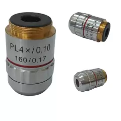 OBJETIVA PLANACROMÁTICA AUMENTO 4X, ABERTURA NUMÉRICA 0,10, COMPRIMENTO DO TUBO MECÂNICO 160MM, ESPESSURA DO VIDRO DE COBERTURA 0,17, PARA MICROSCÓPIOS BIOLÓGICOS - MODELO ADC-OPL4