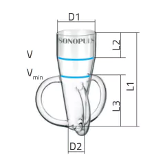 CÉLULA DE ROSETA DE VIDRO DE BOROSILICATO, VOLUME MÁXIMO 660ML, PARA PONTEIRAS DE 19-25MM DE DIÂMETRO PARA HOMOGENEIZADORES ULTRASSÔNICOS MARCA BANDELIN MODELOS HD4400 E HD5400 – CÓDIGO RZ-5 - comprar online