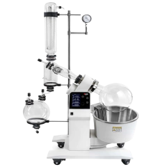 EVAPORADOR ROTATIVO INDUSTRIAL DIGITAL, MOTORIZADO, CAPACIDADE 20 LITROS, COM CONTROLADOR DE VÁCUO DIGITAL 1-1000 MBAR, RECIRCULADOR (CHILLER) COM TEMPERATURA REGULÁVEL DESDE -30ºC, BANHO ÁGUA/ ÓLEO COM AQUECIMENTO ATÉ 180º, TIMER, BOMBA DE VÁCUO, VELOCIDADE REGULÁVEL 10-150RPM, JOGO VIDRARIA VERTICAL COMPLETO, INCLUINDO FRASCO EVAPORAÇÃO 20 LITROS E FRASCO RECEPTOR 10 LITROS MODELO RE-200-PRO-COMPLET-IC