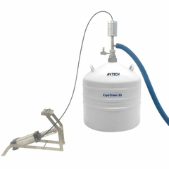 CONTAINER (DEWAR) PARA ARMAZENAMENTO E TRANSPORTE DE NITROGÊNIO LÍQUIDO, 50L, ALUMÍNIO, BOMBA MANUAL, RODINHAS E ALARME/MONITOR TEMP E NÍVEL NL2 - Biosystems Importadora Ltda