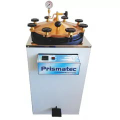 AUTOCLAVE VERTICAL DIGITAL CAPACIDADE 150 LITROS CÂMARA INTERNA MEDINDO 50 CM (DIÂMETRO) x 80 CM ALTURA PRESSÃO MÁXIMA 1,5 kgf/cm² TAMPA EM BRONZE EQUIPADA COM CESTO INTERNO, MANÔMETRO E VÁLVULA - MODELO: CSA-150