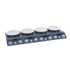 BATERIA DE AGITADORES MAGNÉTICOS COM AQUECIMENTO ATÉ 340ºC, COM 4 LUGARES, CAPACIDADE PARA AGITAR/AQUECER E REGULAR ATÉ 20 LITROS, PLATAFORMA ESMALTADA MEDINDO 137 MM DE DIÂMETRO - MODELO TP-4