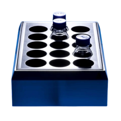 BANHO SECO COM AGITAÇÃO MAGNÉTICA CAPACIDADE PARA 15 FRASCOS REDONDOS DE 250ML OU COPO DE BECKER DE 400ML, UNIDADE DE CONTROLE EXTERNA (REMOTA) COM SUPORTE, TEMPERATURA REGULÁVEL ATÉ 200°C - MODELO DRYBATH 15-250-IC - comprar online