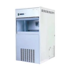 MÁQUINA DE GELO EM ESCAMAS DE OPERAÇÃO CONTÍNUA, CAPACIDADE PARA PRODUZIR ATÉ 100KG/DIA, COM DEPÓSITO EMBUTIDO 35KG 220V
