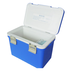 CAIXA TÉRMICA PARA TRANSPORTE DE AMOSTRAS BIOLÓGICAS, CAPACIDADE 12 LTS, TEMPERATURA ENTRE 2°C - 8°C, COM TERMÔMETRO DIGITAL, TAMPA COM TRAVA, ACOMPANHA 6 RECIPIENTES PARA CONGELAMENTO DE LÍQUIDO - MODELO: LCX-12L-IC - comprar online
