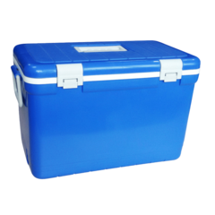 CAIXA TÉRMICA PARA TRANSPORTE DE AMOSTRAS BIOLÓGICAS, CAPACIDADE 33 L, TEMPERATURA ENTRE 2°C - 8°C, COM TERMÔMETRO DIGITAL, TAMPA COM TRAVA, ACOMPANHA 2 RECIPIENTES PARA CONGELAMENTO DE LÍQUIDO. MODELO: LCX-33L-IC