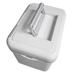 CAIXA TÉRMICA PARA TRANSPORTE DE AMOSTRAS BIOLÓGICAS, CAPACIDADE 6L, TEMPERATURA ENTRE 2°C E 8°C, COM TERMÔMETRO DIGITAL, TAMPA COM TRAVA, ACOMPANHA 6 RECIPIENTES PARA CONGELAMENTO DE LÍQUIDO - MODELO: LCX-6L-IC