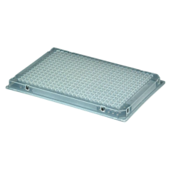 MICROPLACA PARA PCR COM SAIA, 384 POCOS, 40µL. PACOTE COM 10 UN. TRANSPARENTE Cód. PCR-384-C
