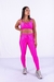 Conjunto Fitness Top Básico e Calça Básica Rosa Neon Canelado