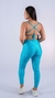 Conjunto Fitness Top Frente Única e Calça Básica Turquesa Canelado - loja online