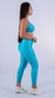 Imagem do Conjunto Fitness Top Frente Única e Calça Básica Turquesa Canelado