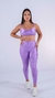 Conjunto Fitness Top Frente Única e Calça Básica Lilás Canelado
