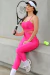 Conjunto Fitness Top Básico Viés e Calça Básica Compressão Pink en internet