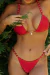 Top Cortininha e Tanga Pérola Vermelho - Camila Alves Beachwear
