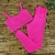 Conjunto Fitness Top Frente Única e Calça Básica Rosa Neon Canelado - comprar online