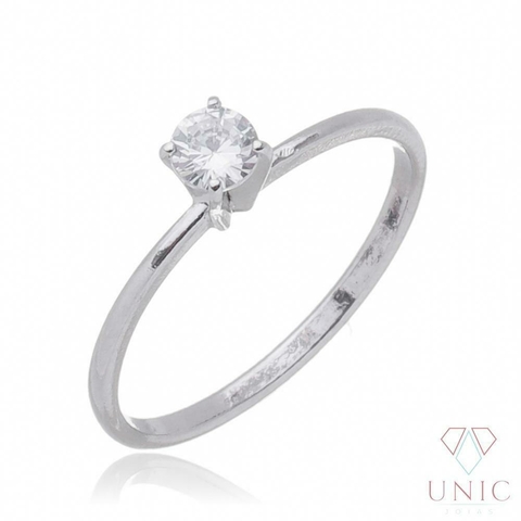 Anel Solitário Briller Zircônia Ródio