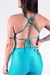 Conjunto Fitness Top Frente Única e Calça Básica Turquesa Canelado na internet