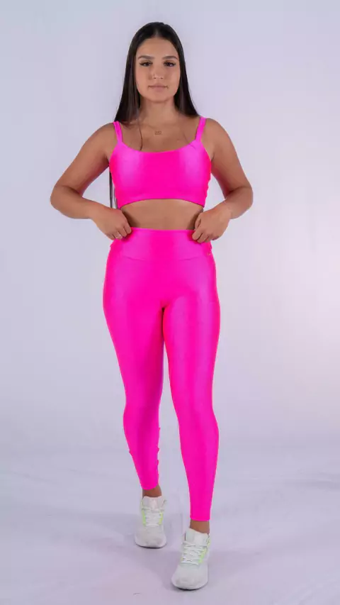 Conjunto Fitness Top Básico e Calça Básica Zig zag Rosa Neon - buy online