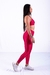 Conjunto Fitness Top Frente Única e Calça Básica Pink Canelado