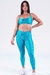 Conjunto Fitness Top Frente Única e Calça Básica Turquesa Canelado - Camila Alves Beachwear
