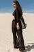 Conjunto Kimono Manga Longa e Calça Tule Poá Preto - comprar online