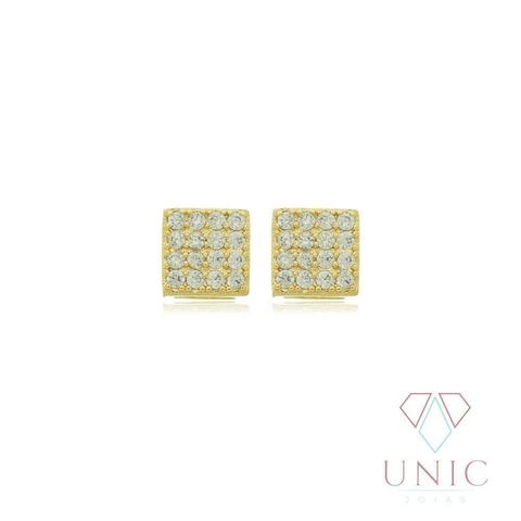 Brinco Square Zircônia Dourado