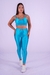 Conjunto Fitness Top Básico e Calça Básica Turquesa Canelado