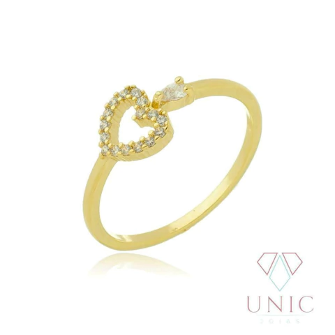 Anel Arrow Slim Zirconia Dourado