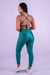 Conjunto Fitness Top Frente Única e Calça Básica Verde Bandeira Canelado