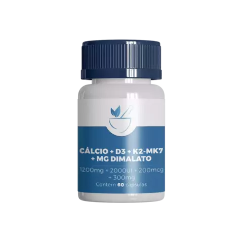 Cálcio Carbonato + D3 + K2-MK7 + MG 60 Cápsulas
