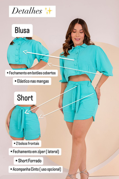 Conjunto de Short e Blusa de Botão ref:115 - loja online